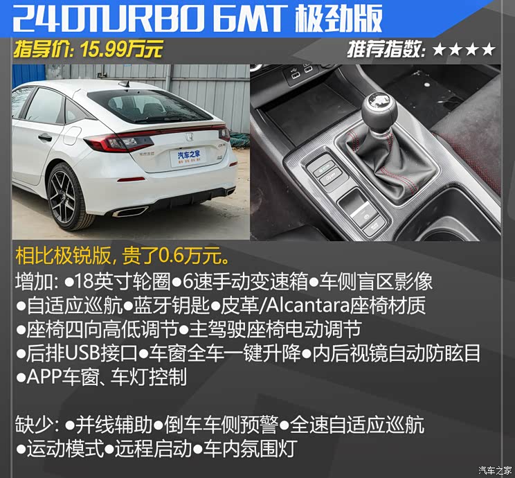 东风本田 思域 2023款 HATCHBACK 240TURBO CVT极锐版